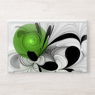 Abstract Black and White with Green Fractal Art HP Laptop Skin