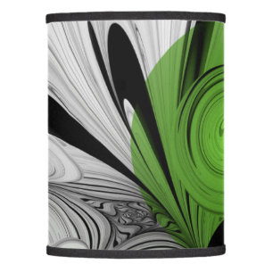 Abstract Black and White with Green Fractal Art Lamp Shade