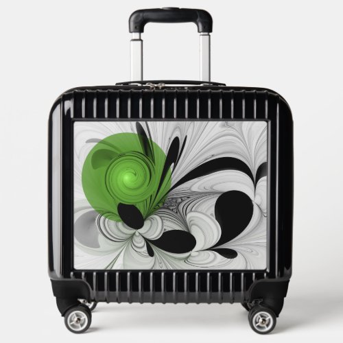 Abstract Black and White with Green Fractal Art Luggage