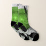 Abstract Black and White with Green Fractal Art Socks
