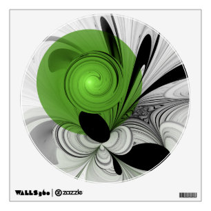 Abstract Black and White with Green Fractal Art Wall Decal