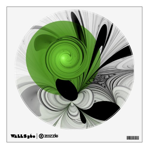 Abstract Black and White with Green Fractal Art Wall Decal