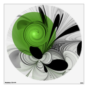 Abstract Black and White with Green Fractal Art Wall Decal