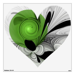 Abstract Black and White with Green Fractal Art Wall Decal