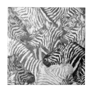 Abstract Black and White Zebra Art Ceramic Tile