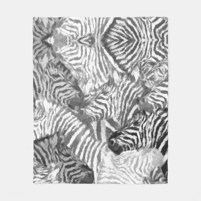 Abstract Black and White Zebra Art Fleece Blanket (Front)