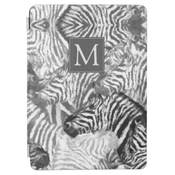 Abstract Black And White Zebra Art Monogram Ipad Air Cover by LouiseBDesigns at Zazzle