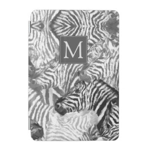Abstract Black and White Zebra Art Monogram iPad Mini Cover