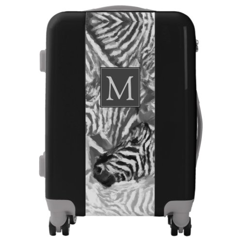 Abstract Black and White Zebra Art Monogram Luggage