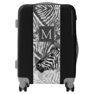 Abstract Black and White Zebra Art Monogram Luggage
