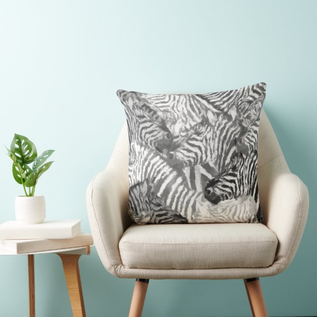 Abstract Black and White Zebra Art Throw Pillow (Chair)