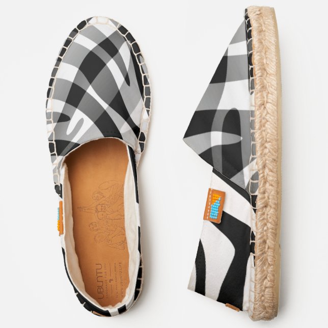Abstract Black and White Zebra Print Espadrilles (Side)