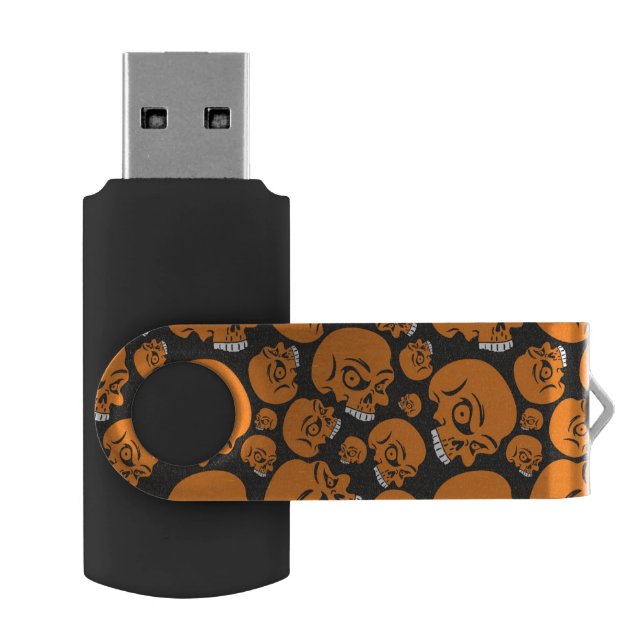 Abstract black background with skulls flash drive (Opened)