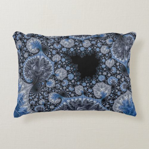 Abstract Black Blue Fractal Accent Pillow