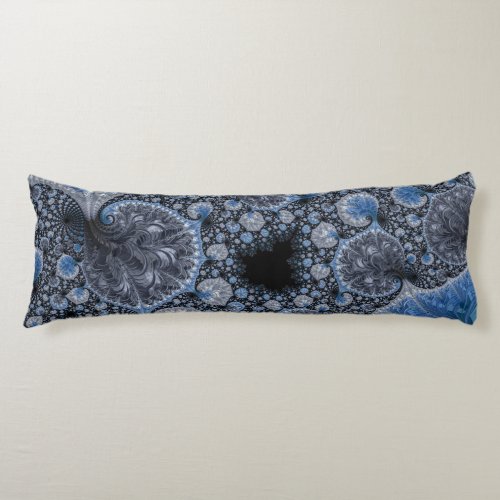 Abstract Black Blue Fractal Body Pillow