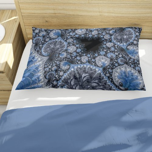 Abstract Black Blue Fractal Pillow Case