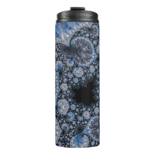 Abstract Black Blue Fractal Thermal Tumbler