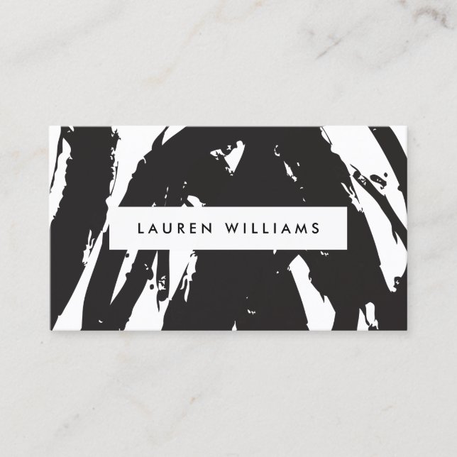 Abstract Black Brushstrokes Business Card (Front)
