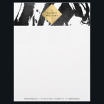 Abstract Black Brushstrokes Faux Gold Foil Diamond Letterhead<br><div class="desc">Coordinates with the NEW Abstract Black Brushstrokes Business Card Template by 1201AM. An updated take on the original abstract black brushstrokes letterhead design by 1201AM. This new design features an inky background of painterly black brushstrokes with a faux metallic gold foil diamond plaque overlay to hold your name or business...</div>
