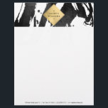 Abstract Black Brushstrokes Faux Gold Foil Diamond Letterhead<br><div class="desc">Coordinates with the NEW Abstract Black Brushstrokes Business Card Template by 1201AM. An updated take on the original abstract black brushstrokes letterhead design by 1201AM. This new design features an inky background of painterly black brushstrokes with a faux metallic gold foil diamond plaque overlay to hold your name or business...</div>