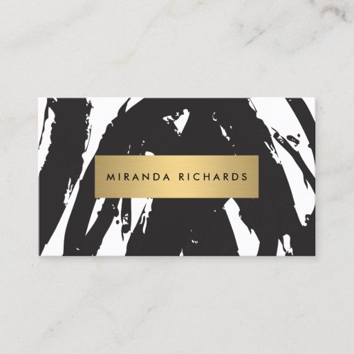 Customizable Abstract Black Brushstrokes for Makeup Artist Business Card