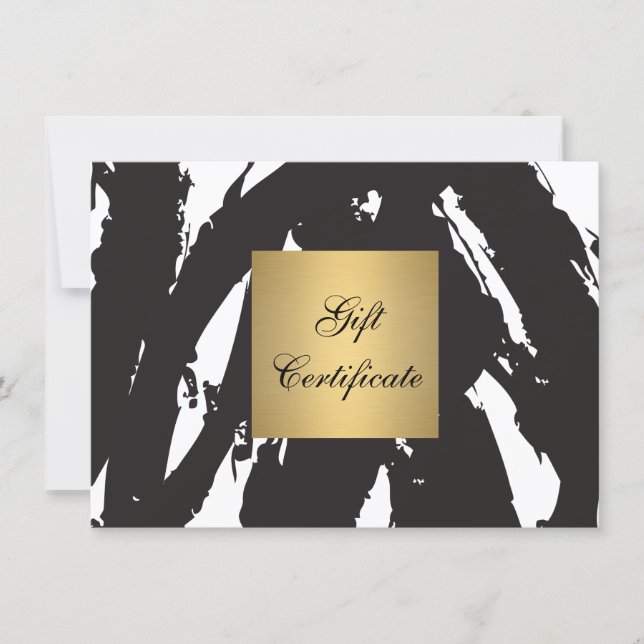 Abstract Black Brushstrokes Gift Certificate (Front)