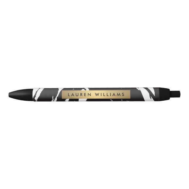 Abstract Black Brushstrokes Personalized Pen (Front)