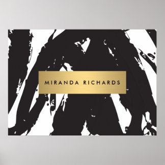 Abstract Black Brushstrokes Poster