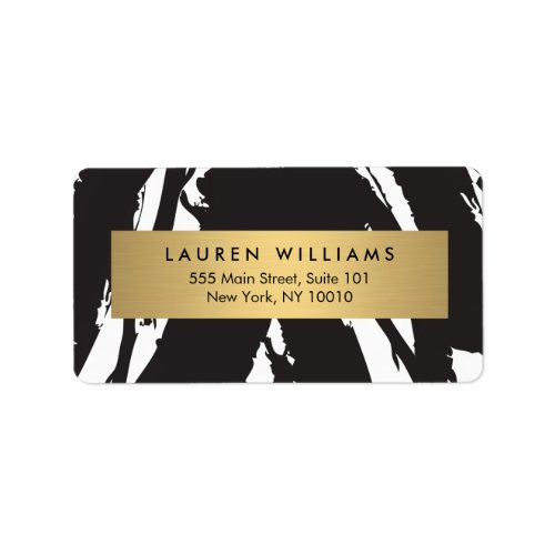Abstract Black Brushstrokes with Gold Name Label
