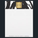 Abstract Black Brushstrokes with Gold Name Logo Letterhead<br><div class="desc">Coordinates with the Abstract Black Brushstrokes with Gold Name Logo Business Card Template by 1201AM. A faux metallic gold box containing your name or business name really stands out on the graphic black and white abstract art. Edgy and elegant. © 1201AM CREATIVE</div>