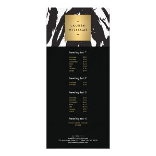 Abstract Black Brushstrokes with Gold Name Logo Rack Card