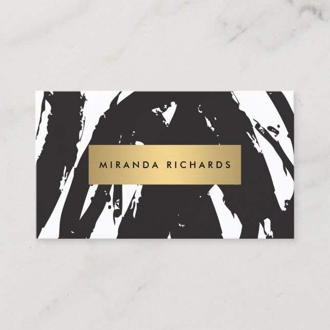 Abstract Black Brushstrokes with Mascara Wand Business Card (Front)