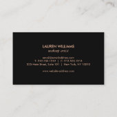 Abstract Black Brushstrokes with Rose Gold Frame Business Card (Back)