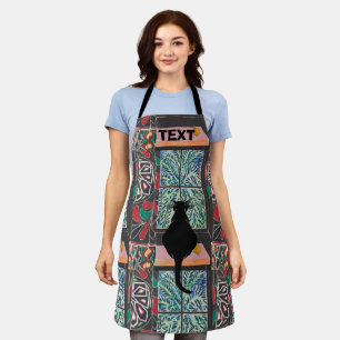Abstract Black Cat, Matisse Style, add text, Apron