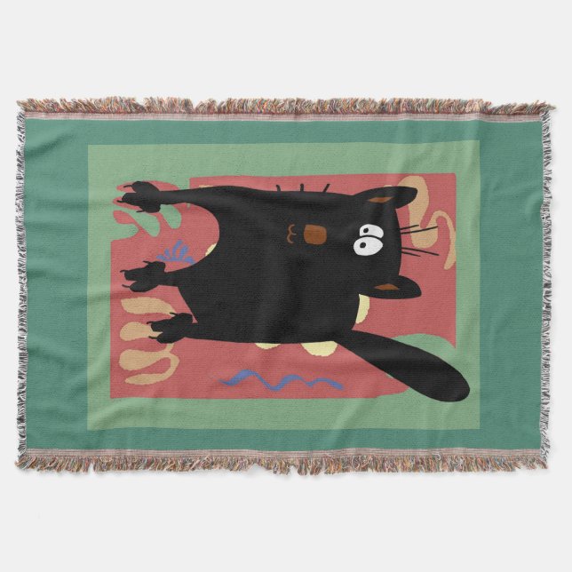 Abstract Black Cat Throw Blanket (Front)