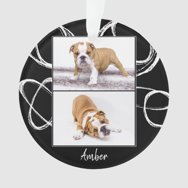 Abstract Black Dog Photo Collage Christmas Custom Ornament (Front)