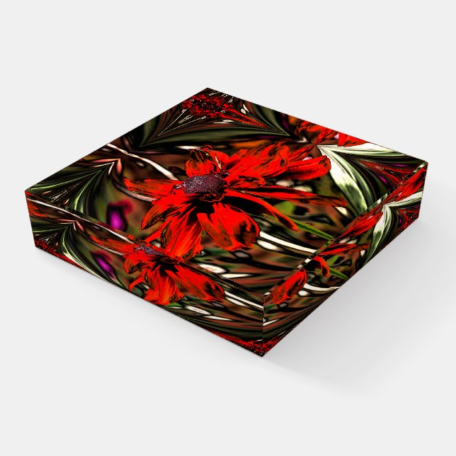 Abstract Black Eyed Susan Flower Art Paperweight (Angled)