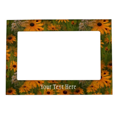 Abstract Black Eyed Susan Flowers Magnetic Frame