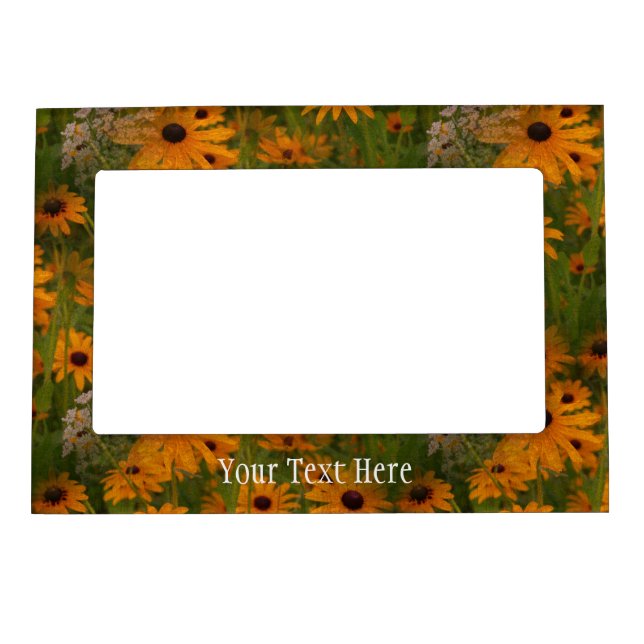 Abstract Black Eyed Susan Flowers Magnetic Frame (Front)