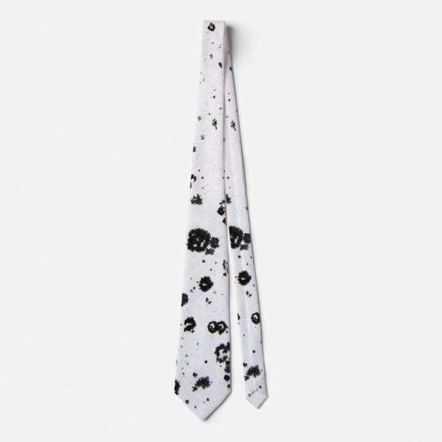 abstract black flecks on white neck tie (Front)