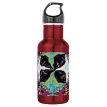 Abstract Black Flower Water Bottle
