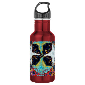 Abstract Black Flower Water Bottle
