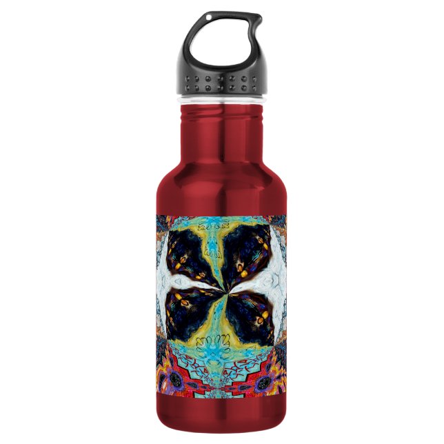 Abstract Black Flower Water Bottle (Front)