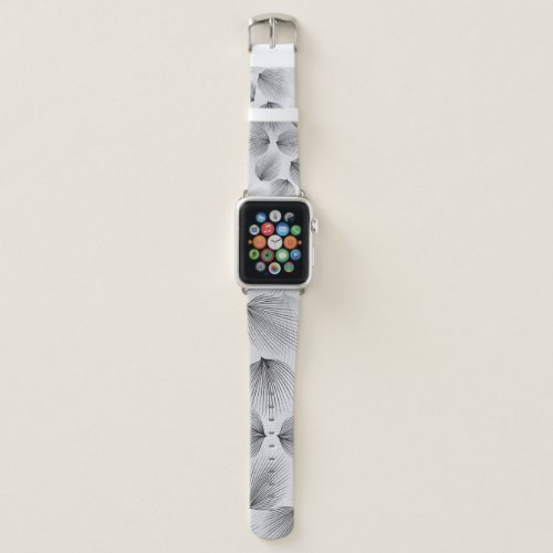 Abstract Black Flowers Grey Elegance Apple Watch Band
