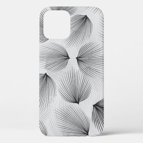Abstract Black Flowers Grey Elegance iPhone 12 Case