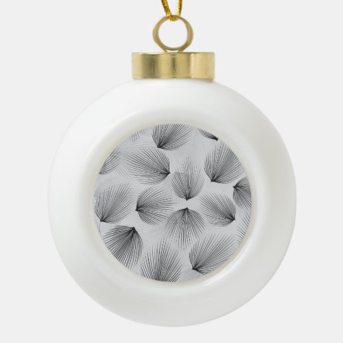 Abstract Black Flowers Grey Elegance Ceramic Ball Christmas Ornament