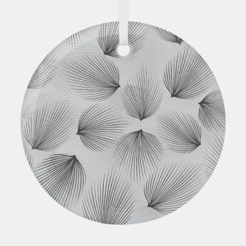 Abstract Black Flowers Grey Elegance Glass Ornament