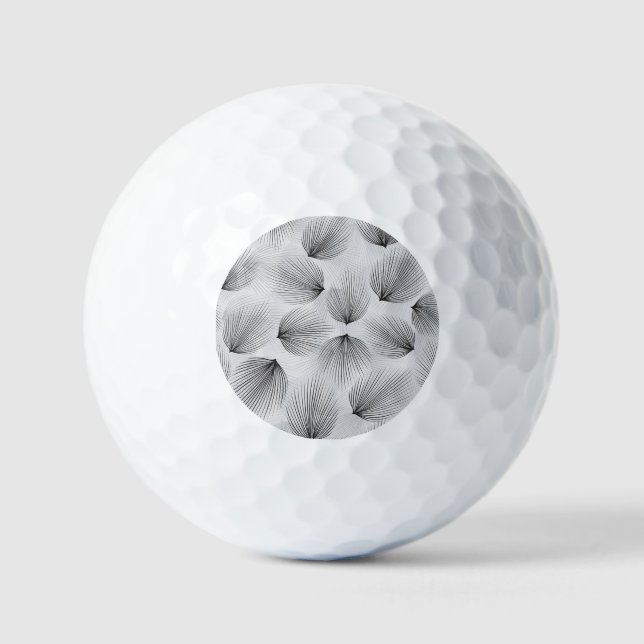 Abstract Black Flowers: Grey Elegance. Golf Balls (Front)