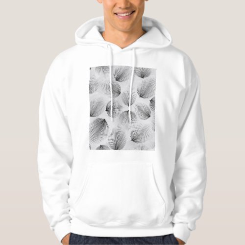 Abstract Black Flowers Grey Elegance Hoodie