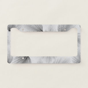 Abstract Black Flowers: Grey Elegance. License Plate Frame